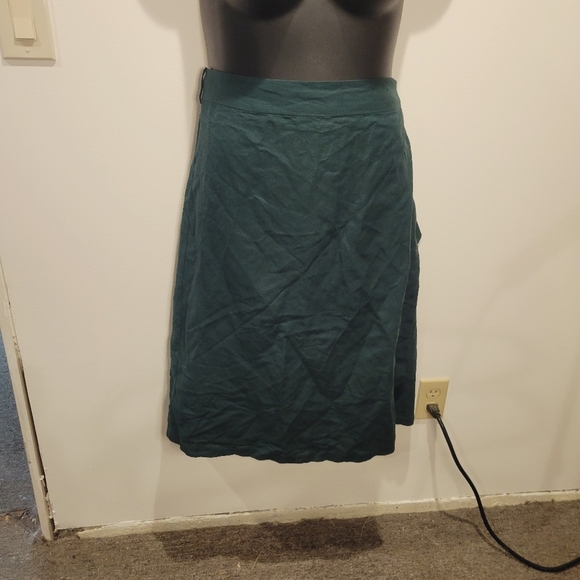 Eloqulii Size 26 Green Linen Blend Wrap Skirt - Picture 1 of 6